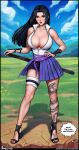  aroma_sensei aromasensei_(artist) black_eyes black_hair genderswap genderswap_(mtf) naruto_shippuden rule_63 sasuke_uchiha sasuko sexy sword tattoo 