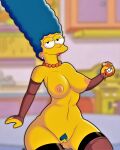  breasts erect_nipples gloves marge_simpson nude shaved_pussy stockings the_simpsons thighs 