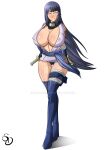  armor black_hair full_body hinata_hyuuga huge_breasts kunoichi long_hair naruto_shippuden ninja purple_eyes sexydarkbr sword voluptuous 