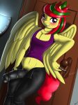  animal anthro attraction_(character) blush clothes dickgirl door equine flat_chested friendship_is_magic horse horsecock imminent_sex inside intersex jeans key mammal my_little_pony original_character pants pegasus penis pony purple_eyes solo standing text unzipped wings ziemniax 