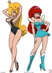 2girls blonde_hair crossover dragon&#039;s_lair kimberly_(space_ace) nude_female princess_daphne red_hair space_ace tsai_lim