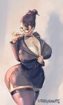  1girl 1girl 1girl big_ass big_ass big_breasts big_breasts breasts bursting_breasts bursting_buttons bursting_clothes button_gap choker chun-li clothed clothed_female cutesexyrobutts female_focus female_only glasses large_ass long_hair mature mature_female office office_lady patreon patreon_paid patreon_reward pen_in_mouth pencil_skirt shirt_pull solo_female solo_focus stockings straining_buttons street_fighter video_game_character video_game_franchise 