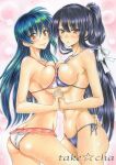  2_girls alluring bikini black_hair insanely_hot inuyasha kagome_higurashi sango takecha 