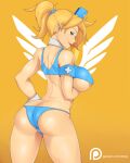 1girl big_breasts blizzard_entertainment blonde_hair blue_eyes breasts female_only mercy_(overwatch) nipples nurse overwatch smile ttrop video_games 
