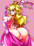  anus areolae ass bare_shoulders big_ass big_breasts blonde_hair blue_eyes blush breasts condom crown earrings elbow_gloves eyelashes gloves hips huge_ass large_breasts lips lipstick long_hair looking_at_viewer looking_back makeup mario_(series) nintendo nipples nude pink_lips pink_lipstick princess_peach puffy_nipples pussy shiny shiny_skin sideboob smile super_mario_bros. thick_lips turtlechan uncensored 