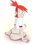  ass big_breasts black_panties breasts ear_rings female foster&#039;s_home_for_imaginary_friends frankie_foster freckles green_eyes looking_back panties ponytail red_hair smile solo thong 