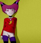 1_girl 1girl bottomless dc_comics female female_only hairless_pussy jinx looking_at_viewer no_panties panzer partially_clothed pussy solo standing stockings sweater tagme teen_titans