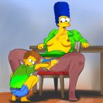  fisting marge_simpson rod_flanders sitting spread_legs tagme the_simpsons yellow_skin 