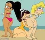  3_girls anilingus beach big_ass breasts carlota_casagrande face_in_ass female_only latina legs looking_back lori_loud ocean outside pyramid_(artist) rimming swimsuit the_loud_house thicc_qt yuri 