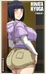  1girl anime_milf ass big_ass big_breasts boruto:_naruto_next_generations breasts eye_contact female_focus female_only hime_cut hinata_hyuuga looking_at_viewer looking_back mature mature_female milf naruto naruto_(series) sano-br short_hair shounen_jump smile solo_female solo_focus standing thick_thighs thighs 