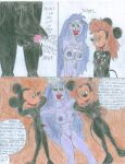 1boy 2_girls beach brown_hair comic crossover cum cum_on_breasts disney disney_channel green_eyes lipstick madam_mim mickey_mouse minnie_mouse mouse purple_hair shrekrulez the_sword_in_the_stone witch