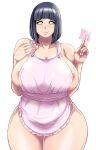  1girl anime_milf apron areola bare_shoulders before_sex big_breasts black_hair blush boruto:_naruto_next_generations breasts condom curvy female_focus female_only hime_cut hinata_hyuuga huge_breasts kitchen looking_at_viewer mature mature_female milf naked_apron naruto naruto_(series) nekuraneko nipple_slip nipples short_hair sideboob silver_eyes smile solo_female solo_focus thick_thighs voluptuous wide_hips 