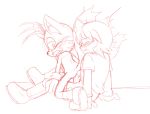  2boys 2males anal anthro ass blush chris_thorndyke cum from_behind full_body furry gay human interspecies male male_only miles_&quot;tails&quot;_prower monochrome multiple_boys multiple_tails partially_clothed penis sega sex shirt socks sonic_(series) sonic_the_hedgehog sonic_x tail yaoi 