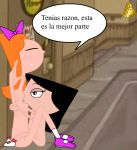black_hair blue_eyes breast candace_flynn isabella_garcia-shapiro nude pedrozebra phineas_and_ferb red_hair