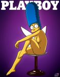 1girl blue_hair breasts darkmatter female_only high_resolution marge_simpson mature_woman milf nipples nude pussy the_simpsons very_high_resolution yellow_skin