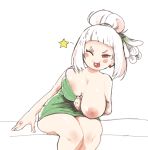  1girl big_breasts bravely_second:_end_layer breasts flashing inkerton-kun magnolia_arch nipple_slip nipples square_enix tongue tongue_out towel wink 