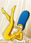 1girl blush breasts color darkmatter female_only human lying marge_simpson nipples nude on_back side_view tagme the_simpsons
