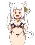  1girl bell bell_collar bikini bravely_second:_end_layer cat_ears choker collar gloves inkerton-kun magnolia_arch red_eyes square_enix tail white_hair 