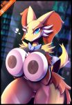  &lt;3 1girl absurd_res against_glass anthro areola big_breasts bow_tie breast_squish breasts breasts_on_glass canid canine clothed clothing curvy_figure delphox delphox_waitress genitals hand_on_breast high_res huge_breasts inner_ear_fluff lips looking_at_viewer mammal mostly_nude nintendo nipples on_glass partially_clothed pok&eacute;mon pok&eacute;mon_(species) pokemon presenting presenting_breasts pussy r-mk smile squish thick_thighs tuft video_games voluptuous waiter wide_hips 