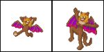  anthro bat blonde_hair breasts brown_fur cub cynderquill fakkumon gold_eyes lineup neck_tuft nipples pixel_art pussy small_breasts smile tail teeth wings 