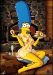 1girl blue_hair breasts darkmatter female_only high_resolution marge_simpson mature_woman milf nipples nude pussy the_simpsons very_high_resolution yellow_skin