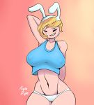1girl 2018 adventure_time arms_up blush breasts female_only fionna_the_human kope_dope panties solo_female