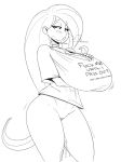  1girl 2018 bottomless choker clothes_writing fluttershy friendship_is_magic fuck_me_(text) hasbro huge_breasts humanized long_hair monochrome my_little_pony pussy pussy_juice reiduran shirt t-shirt very_long_hair 