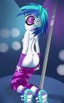  1girl ass breasts equestria_girls female friendship_is_magic headphones horsecat humanized kneel looking_at_viewer mostly_nude my_little_pony no_bra panties panties_pull pants pants_pull pussy topless undressing vinyl_scratch vinyl_scratch_(eg) vinyl_scratch_(mlp) 