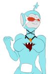 1girl big_breasts blindfold breast_mouth hb-viper light_blue_fur necklace no_eyes original_character slendytubbies