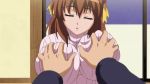  1boy 1girl anime breast_grab closed_eyes clothed clothing female gif groping hentai huge_breasts source_request sweater 