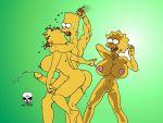  bart_simpson blood green_background lisa_simpson maggie_simpson the_fear the_simpsons yellow_skin 
