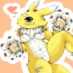  1_anthro 1_female 1_female_anthro 1girl 5_fingers anthro anthro_canine anthro_fox anthro_vixen arm_warmers blue_eyes canine detached_sleeves digimon e! female female_anthro female_anthro_fox female_renamon fox fur furry heart looking_at_viewer lowres nude renamon small_breasts solo spread_legs toei_animation vixen white_fur yellow_fur yin_yang 