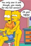  ass bart_simpson brother_and_sister erect_penis evilweazel_(artist) huge_penis incest lisa_simpson nude shaved_pussy the_simpsons thighs yellow_skin 