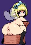  1girl anus ass big_breasts bluelab fairy female_only gif looking_at_viewer milkyquest_(game) pixel_(artwork) pixel_art presenting pussy sideboob video_game_character yellow_hair 