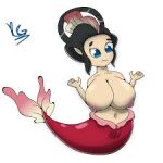 1girl a_(artist) breasts_bigger_than_body breasts_bigger_than_torso massive_breasts mermaid mermaidyn rule34 seashell_bra toni_oni yo-kai yo-kai_watch yo-kai_watch_2