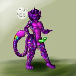  feline furry girly makarimorph male mammal multicolor penis pose rainbow_pattern stripes testicles text tiger voluptuous wide_hips 