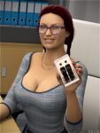  breasts cellphone chair clothing glasses sydgrl3d 