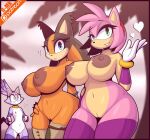  &lt;3 1girl ? amy_rose anthro areola armwear badger big_areola big_breasts blaze_the_cat blue_eyes breast_envy breast_size_difference breasts clothed clothing curvaceous curvy_figure curvy_hips eulipotyphlan felid feline flat_chested forehead_gem fur furry genitals gloves green_eyes group hair hand_on_hip handwear hedgehog high_res huge_areola huge_breasts jewelry legwear legwear_only looking_at_viewer mammal mostly_nude mustelid musteline navel nipples peach_pussy pink_hair purple_body purple_fur pussy r-mk sega small_breasts smile sonic_boom sonic_the_hedgehog_(series) standing sticks_the_jungle_badger stockings thick_thighs topless topless_female voluptuous wide_hips yellow_eyes 