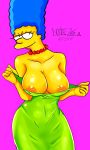  breasts marge_simpson pink_background tagme the_simpsons yellow_skin 