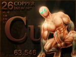  1boy 2012 bara buff chemical_element chemistry copper delta2094 humanoid inanimate male male_only muscle penis personification science solo_focus 