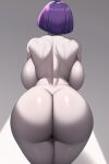  1girl ai_generated back_view big_ass big_breasts dat_ass dc_comics grey_skin huge_ass huge_breasts kneel nai_diffusion nude purple_hair rachel_roth raven_(dc) stable_diffusion teen_titans 