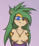 exposed_breasts grin heart_necklace rusty-chan sega sonic_(series) sonic_oc sonic_the_hedgehog_(series) wink