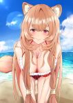  1girl artist_request beach bent_over bikini blush cute huge_breasts looking_at_viewer raphtalia tate_no_yuusha_no_nariagari 