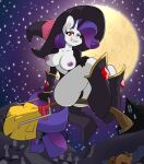  1girl 1girl anthro anthrofied ass big_breasts breasts broom cleaning_tool equid equine friendship_is_magic furry high_res horn magic_user mammal moon my_little_pony night nipples rarity_(mlp) slimewiz unicorn witch 