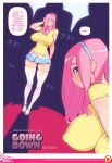  1boy 1girl anonymous big_breasts breasts comic doxy fluttershy friendship_is_magic high_heels humanized my_little_pony skirt stockings 
