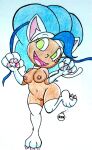 blue_hair breasts breasts darkstalkers felicia felicia_(darkstalkers) feline green_eyes monster_girl pussy rdk tanned tanned_female tanned_skin