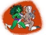  avengers breasts crossover gantzcraziness hulk_(series) jennifer_walters marvel nipples she-hulk spiral spiral_(marvel) yuri 