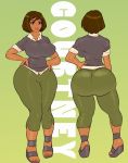 1girl ass big_ass big_breasts black_eyes breasts brown_hair brown_skin cartoon_network courtney_(tdi) dark-skinned_female freckles hourglass_figure jay-marvel latina short_hair teletoon thick_ass thick_legs thick_thighs total_drama_island