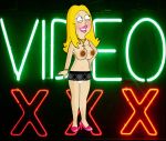  absurd_res american_dad bright_lights crucifix francine_smith microskirt necklace neon_backround nipples panties pink_shoes topless 