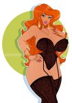  bedroom_eyes black_lingerie bracelet brown_eyes corset cousin_mel earrings grandma_got_run_over_by_a_reindeer hand_on_hip kokobuttz long_hair milf naughty_face necklace orange_hair ring sexy sexy_ass sexy_body sexy_breasts 